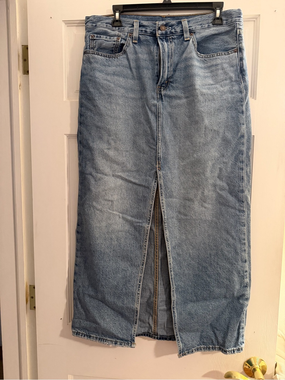 Levi's Light Blue Straight-Leg Jeans Skirt with Front Slit